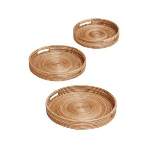 Bandejas de ratán claro (Lote de 3)