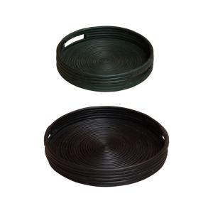 Bandejas de ratán negro y verde (Juego de 2)