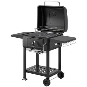 Barbacoa de carbón 112x65x115 cm negro