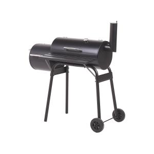 Barbacoa de carbón con ahumador metal negro