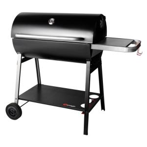 Barbacoa de carbón con capó y mesa auxiliar