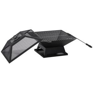 Barbacoa de exterior de acero negro 45x45x34 cm