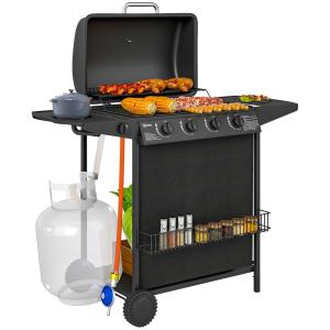 Barbacoa de gas 121x54x97 cm negro