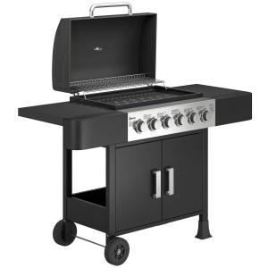 Barbacoa de gas 135x51x101 cm negro