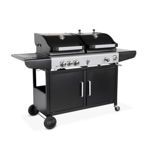 Barbacoa de gas 2 en 1, 3 quemadores con 1 fuego lateral, n…
