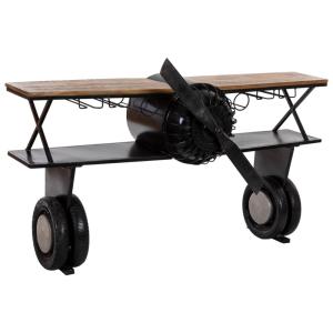 Barra botellero con ruedas marrón 180x58x98h cm