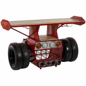 Barra botellero rojo con ruedas 160x53x84h cm