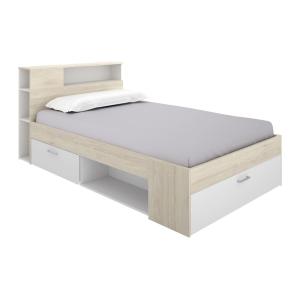 Base de cama melamina color natural claro, blanco 120 x 190…