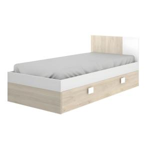 Base de cama melamina color natural claro, blanco 90 x 190…