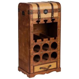 Baul botellero de madera marrón 44x30x85h cm