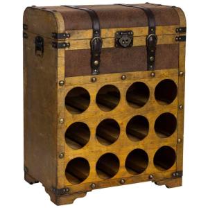 Baul botellero de madera marrón 45x28x59h cm