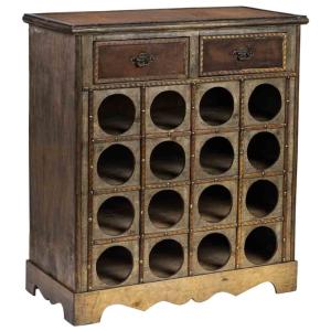 Baul botellero de madera marrón 63x31x69.5h cm