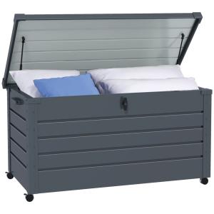 Baúl de exterior 120x62x66 cm gris oscuro