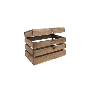 Baúl de madera maciza en tono envejecido de 39x33x30,5cm