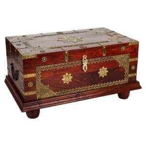 Baúl de madera rojo 50x30x25h cm