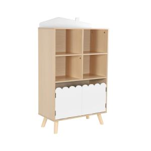 Biblioteca infantil madera de pino 2 puertas 4 estantes, bl…