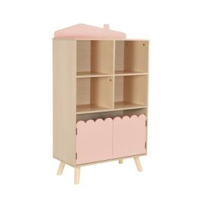 Biblioteca infantil madera de pino 2 puertas 4 estantes, ro…