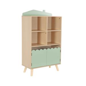 Biblioteca infantil madera de pino 2 puertas 4 estantes, ve…