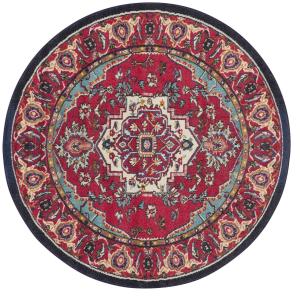 Boho chic rojo/turquesa alfombra 120 x 120