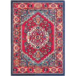 Boho chic rojo/turquesa alfombra 60 x 90