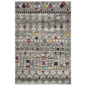 Boho marroquí gris/rosa alfombra 155 x 230