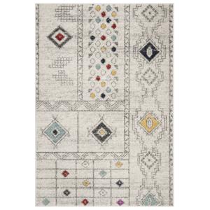 Boho marroquí tribal gris/azul alfombra 185 x 275