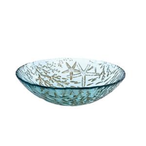 Bol en vidrio azul mar - 20x20x6cm