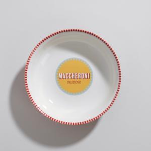 Bol para pasta de cerámica blanca, amarilla y azul