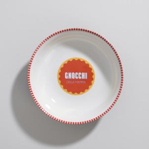 Bol para pasta de cerámica blanca, naranja y amarilla