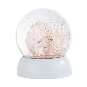 Bola de cristal con concha y caballito de mar en rosa y azul