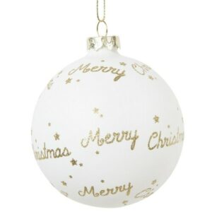 Bola de Navidad de cristal blanco con estampado de purpurin…