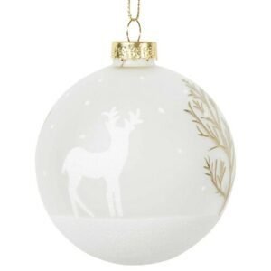Bola de Navidad de cristal blanco opaco con estampado de bo…