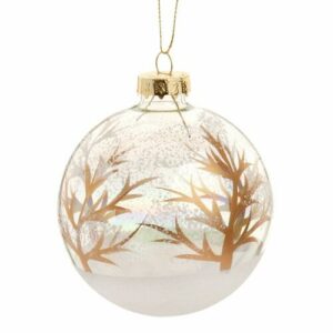 Bola de Navidad de cristal con estampado blanco y dorado