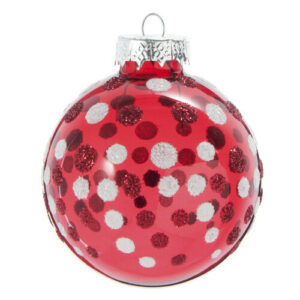 Bola de Navidad de cristal rojo con motivos decorativos