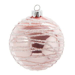 Bola de Navidad de cristal tintado rosa con motivos platead…