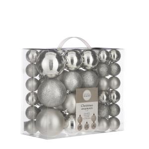 Bolas de navidad de plástico silver - lote de 46