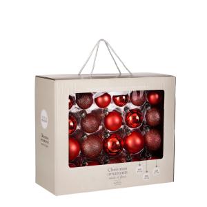 Bolas de navidad de vidrio rojo - lote de 42