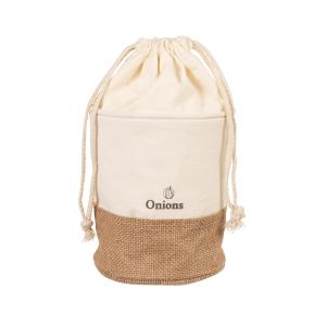 Bolsa para cebollas en blanco y beige