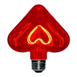 Bombilla LED roja con LED en forma de corazón.