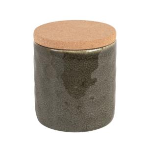 Bote de gres verde y tapa de corcho Alt10 cm