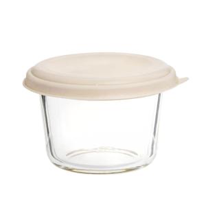 Bote para salsa de vidrio transparente y silicona beige de…