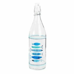 Botella de cristal con peces azules 1 l