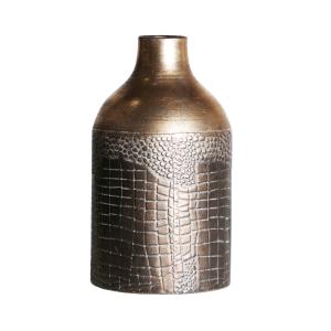 Botella decorativa de acero en color oro de 16x16x30cm