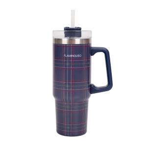 Botella térmica con pajita acero inoxidable 0,9 litros Azul