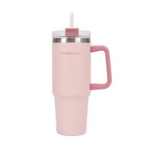 Botella térmica con pajita acero inoxidable 0,9 litros Rosa