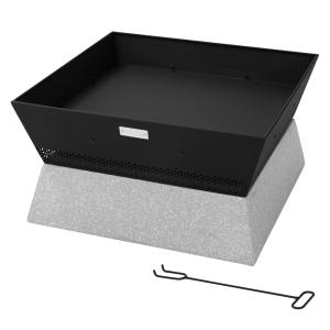 Brasero con base para exterior 54x54cm cuadrado de acero ne…