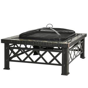 Brasero Exterior Negro 76x76x47 cm