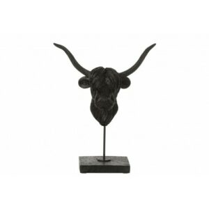 Búfalo   pie resina negro alt. 35 cm