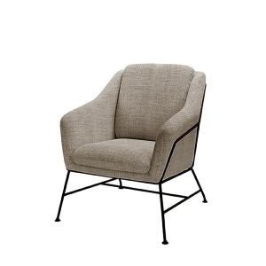 Butaca baja en tejido jaspeado color taupe y estructura de…