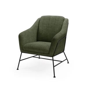 Butaca baja en tejido jaspeado color verde y estructura de…